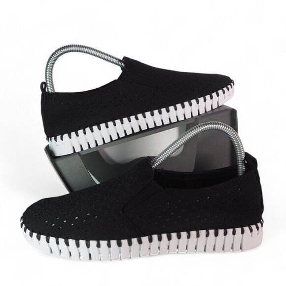 Ilse Jacobsen Tulip 139 Perforated Slip-On Sneaker Black Nubuck Women's 8/38 - Picture 1 of 11